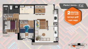 Upside Vila Ema planta 47 m²