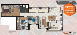 Upside Vila Ema planta 80 m²